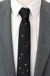 Black tie with copper rhinestones