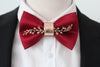 Maroon red and rose gold mens bow tie 