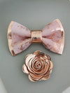 Metallic Rose gold, blush pink mens bow tie set