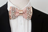 Rose gold crystal pink blush nude bow tie and square set