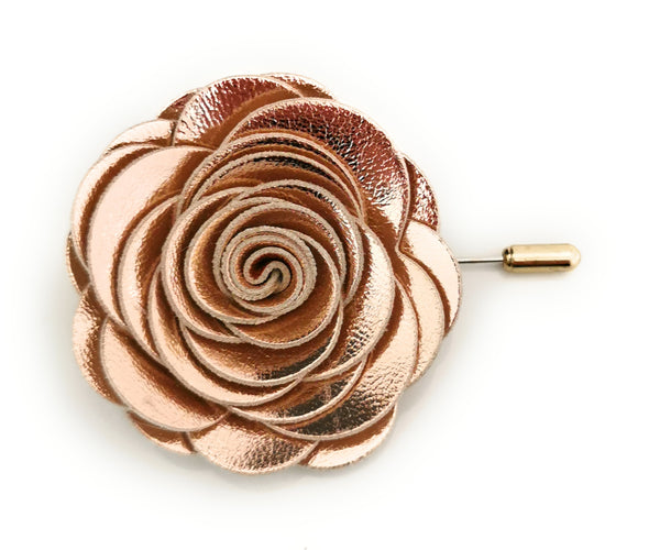 copper, rose gold lapel flower pin, wedding boutonniere, prom corsage