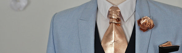rose gold ascot necktie boutonniere set