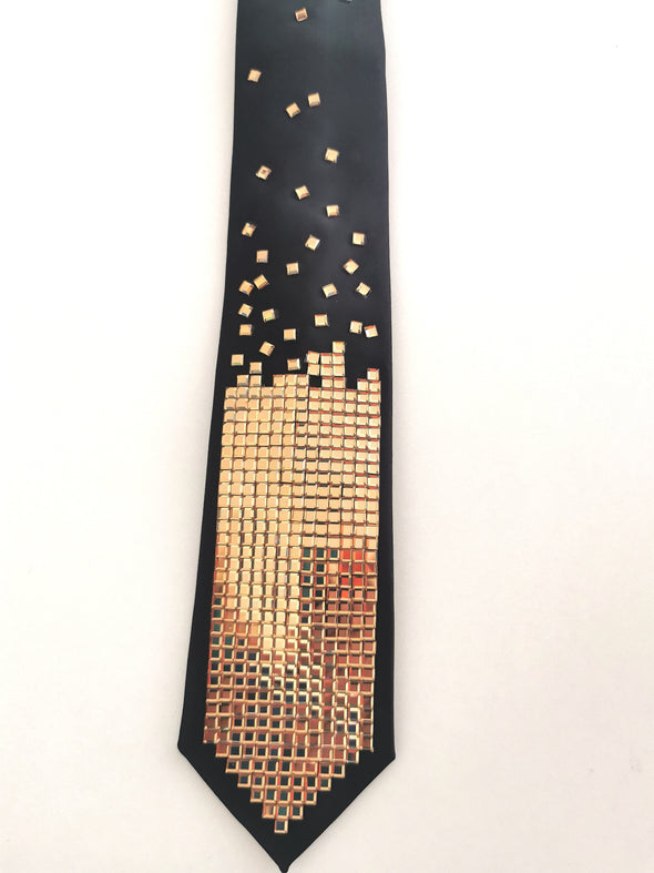 rhinestone necktie black copper