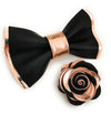 Rose gold and black tuxedo bow tie set