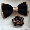 Rose Gold and navy leather groomsmen wedding attire bow tie set suspenders lapel flower pin boutonniere prom corsage groomsmen groom formal wedding prom attire