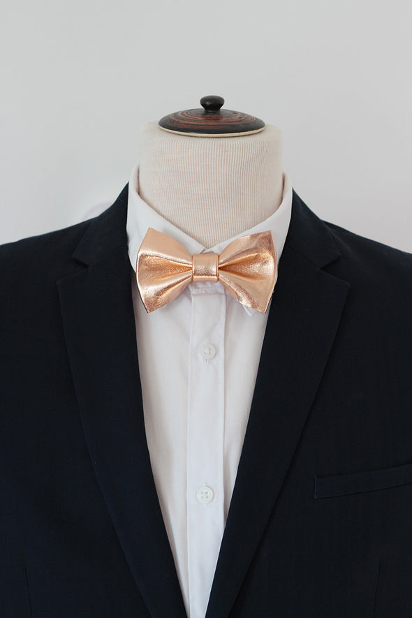 Rose gold tuxedo bow tie set