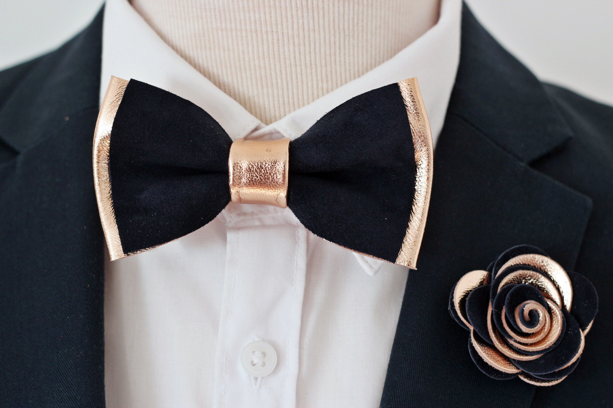 Rose Gold and navy groomsmen tuxedo bow tie set Rose Gold and navy groomsmen tuxedo bow tie set