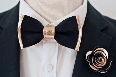 Rose Gold and navy tuxedo bow tie, groomsmen wedding attire bow tie set suspenders lapel flower pin boutonniere prom corsage groomsmen groom formal wedding prom 