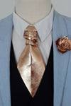 rose gold leather ascot neck tie necktie formal attire wedding, tuxedo, suit