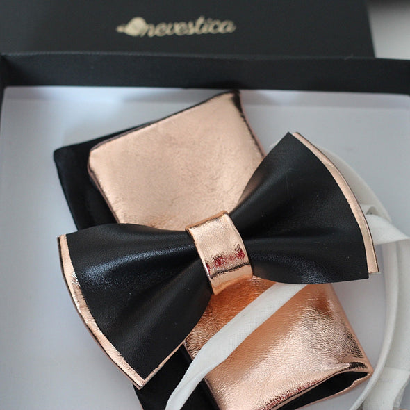 rose gold and black nevestica mens tuxedo bow tie set, prom bow tie, wedding bow tie, suit, copper bow tie