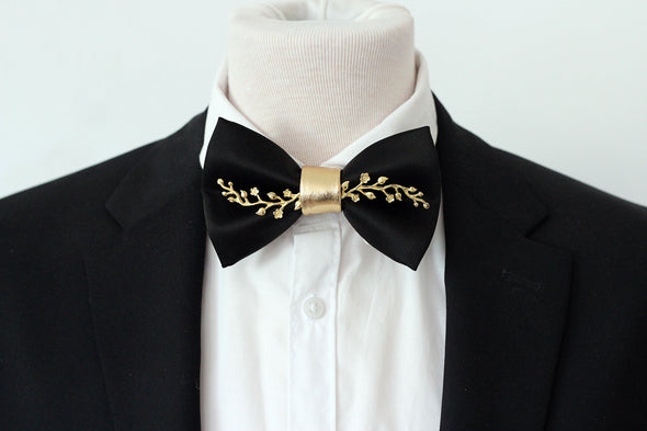 Black and Gold formal suit bow tie