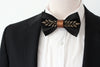 Black satin bronze mens bow tie