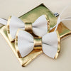 Gold and white tuxedo suit bow tie set