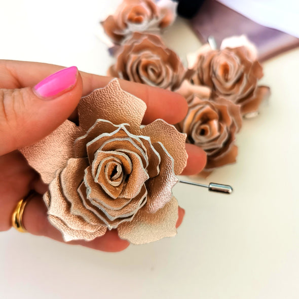 rose gold lapel flower pin, copper wedding boutonniere