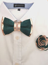 Emerald green, rose gold, nude tuxedo bow tie set