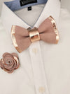 rose gold mens bow tie set, groomsmen blush dusty bow tie, pink lapel flower and bow tie mens wedding set, gromsmen rose gold gift, dusty pink bowtie for men 