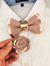 rose gold boutonniere, nude lapel rose flower pin, groomsmen blush dusty bow tie, pink lapel flower and bow tie mens wedding set, gromsmen rose gold gift, dusty pink 