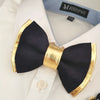 Gold and navy leather bow tie set