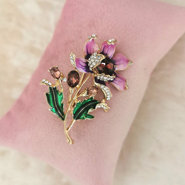 Brooch flower boutonniere, violet pink lapel rose flower pin