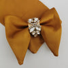 Mustard yellow satin oversized bow tie set with crystals, rust brown, copper, gold, wedding, prom, tuxedo,