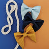 Navy blue satin oversized butterfly big tuxedo powder blue men bow tie set