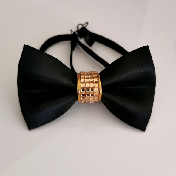 Black satin copper mens formal suit bow tie