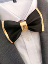 Black and Gold mens bow tie square set