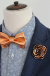 copper wedding bow tie and boutonniere prom mens set boys set groomsmen gift