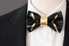Black and Gold mens sequin pointed bow tie set