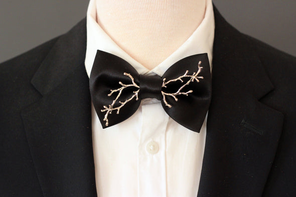 Black satin mens ovesized butterfly style tom ford bow tie set, tom ford bow tie, black silk bow tie