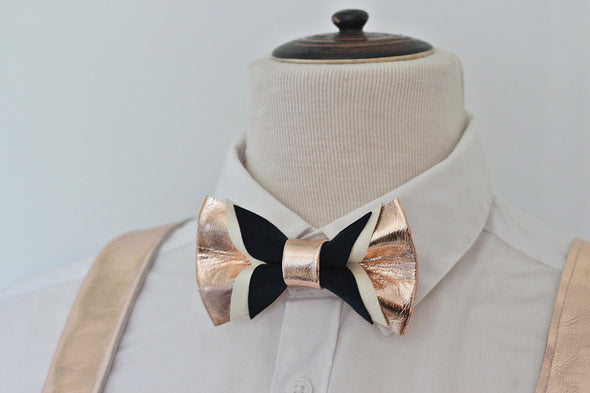 Navy blue rose gold pointed tuxedo bow tie set Navy blue rose gold pointed tuxedo bow tie set