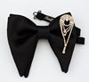 Big Black satin mens ovesized butterfly style tom ford bow tie with rhinestones