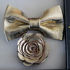champagne gold ivory lapel flower and bow tie wedding prom set by nevestica
