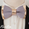 lavender suede and rose gold leather bow tie men, weddning prom set