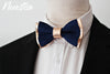 navy classic blue rose Gold copper leather bow tie, lapel flower wedding prom groomsmen groom formal attire set, Navy blue and rose Gold mens leather bow tie for men, rose gold wedding bow tie, genuine leather bowtie, gold groomsmen attire gift toddler, copper boys prom, gold boutonniere, nevestica nevestisa design