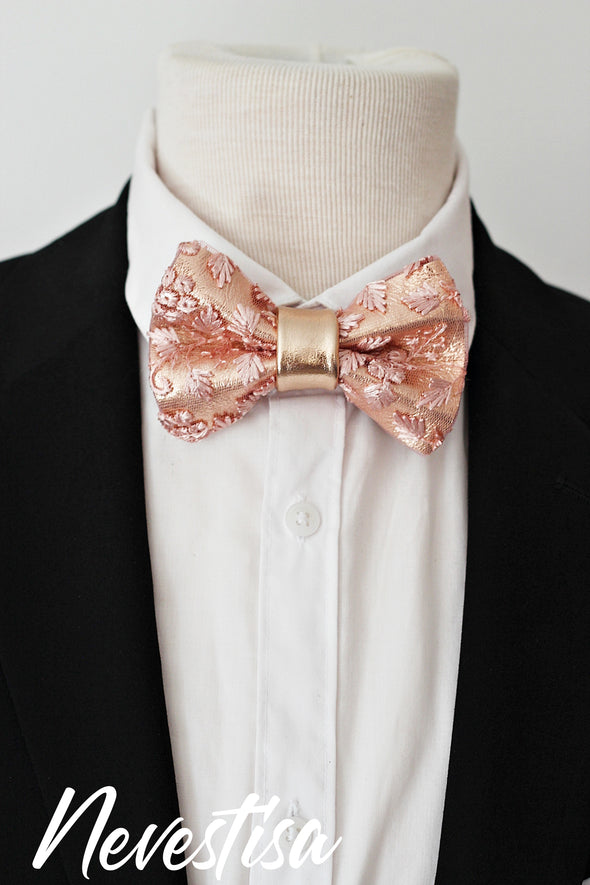 Dusty blush pink Lace rose gold bow tie for men Dusty blush pink Lace rose gold bow tie for men