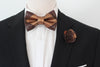 bronze brown mens groomsmen bow tie set, bowtie and lapel flower, rose gold boutonniere, sitck pin, boho wedding style