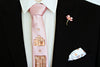 Blush pink satin necktie with geometric rose gold rhinestones pattern