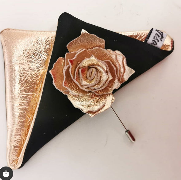 rose gold lape flower pin, rose gold boutonniere, rose flower, wedding, corsage prom, copper
