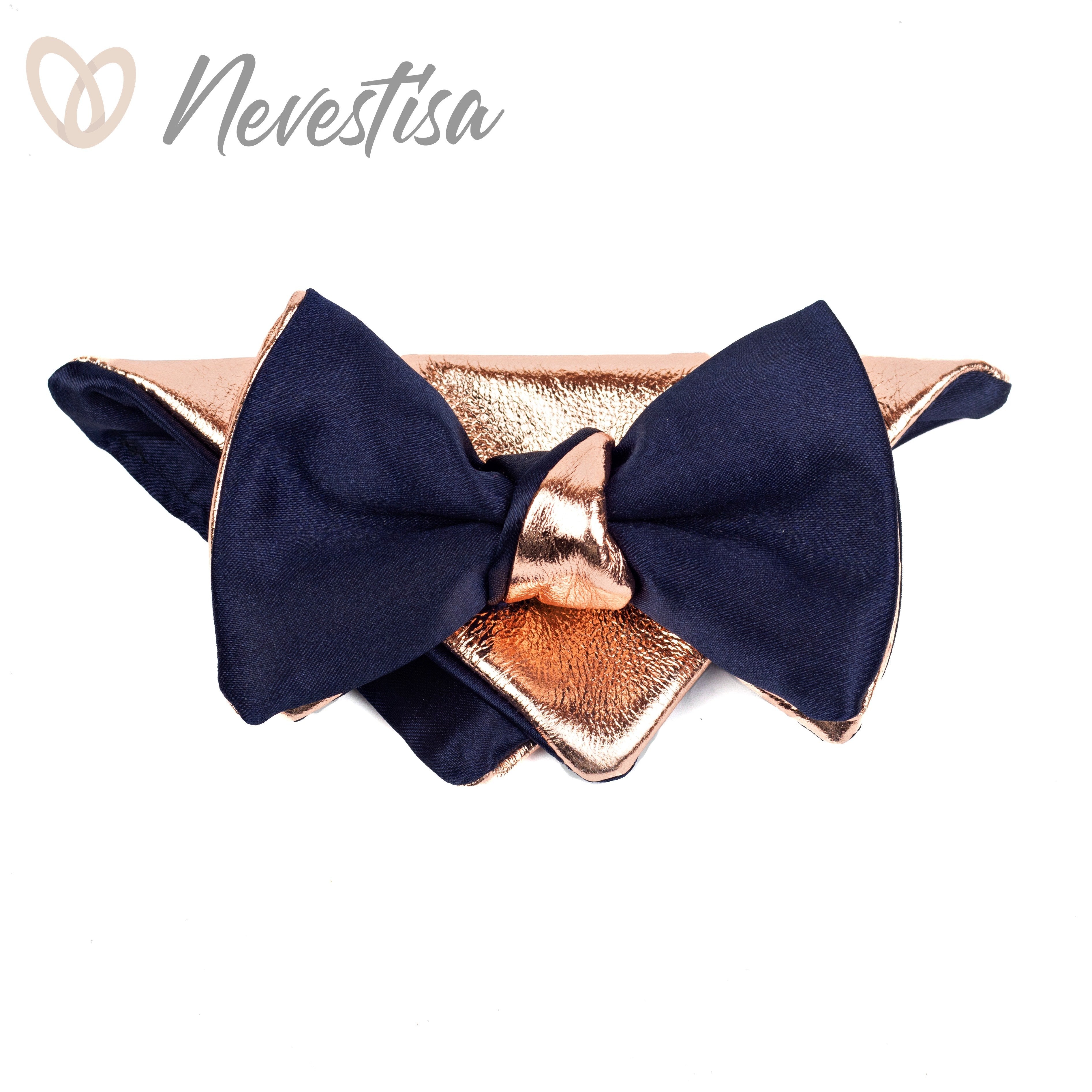SATIN ROSE HAIR TIE NAVY BLUE
