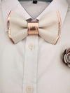 mens tuxedo bow tie, wedding, ivory, white and rose gold bow tie, buoutonniere set for your groomsmen, groom gifts set, black man bow tie set